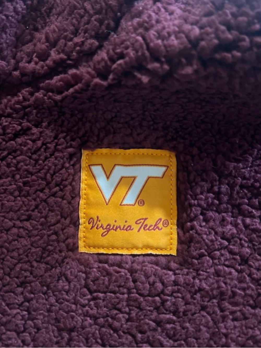 Virginia Tech Hokies Women’s Sherpa Jacket in Maroon with VT Patch